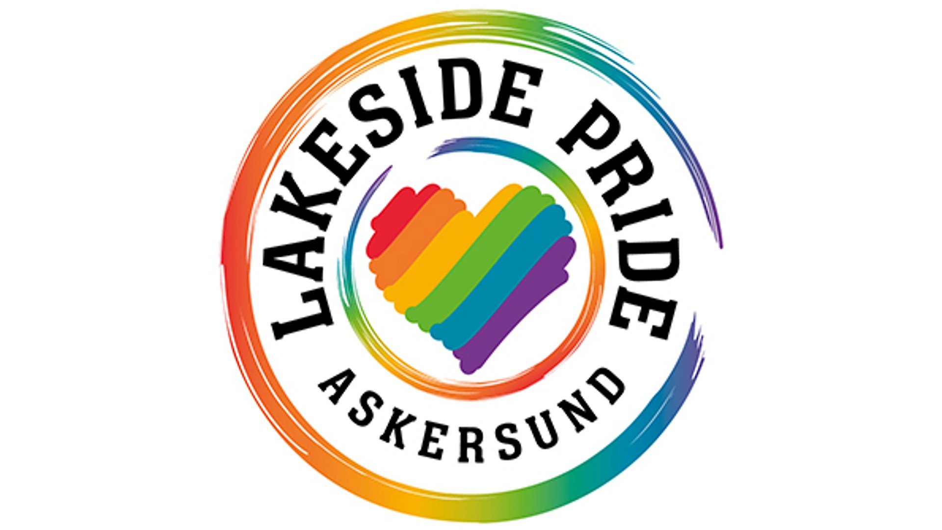 Logga Lakeside Pride i regnbågens färger.