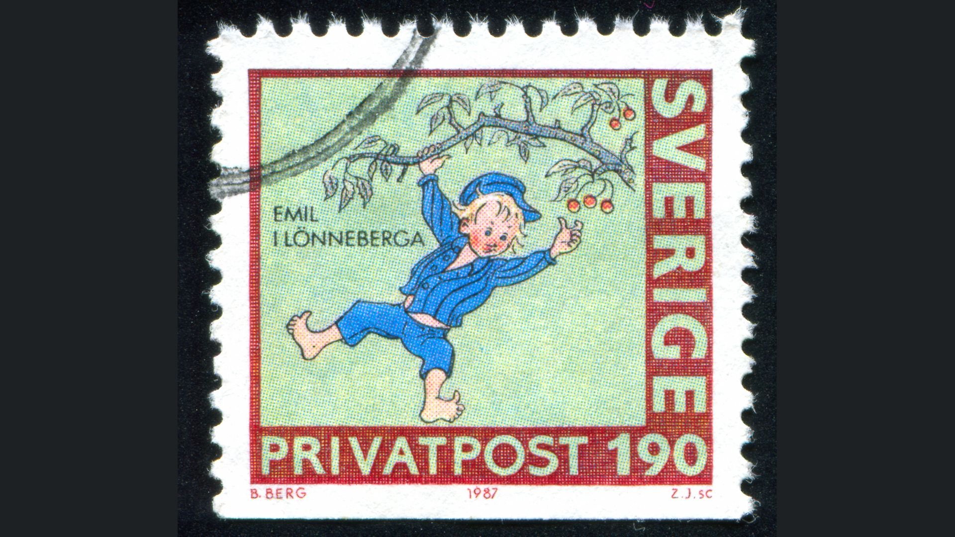 Emil i Lönneberga på ett frimärke.